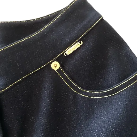 St. John Sport bootcut jeans Vintage Y2K size 0 gold logo & stitching dark navy - Picture 2 of 12
